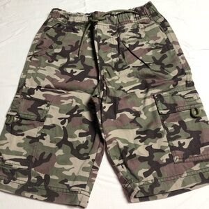L.L. Bean Boys Shorts Size 10 Camouflage Cargo Pull On Drawstring 6 Pockets